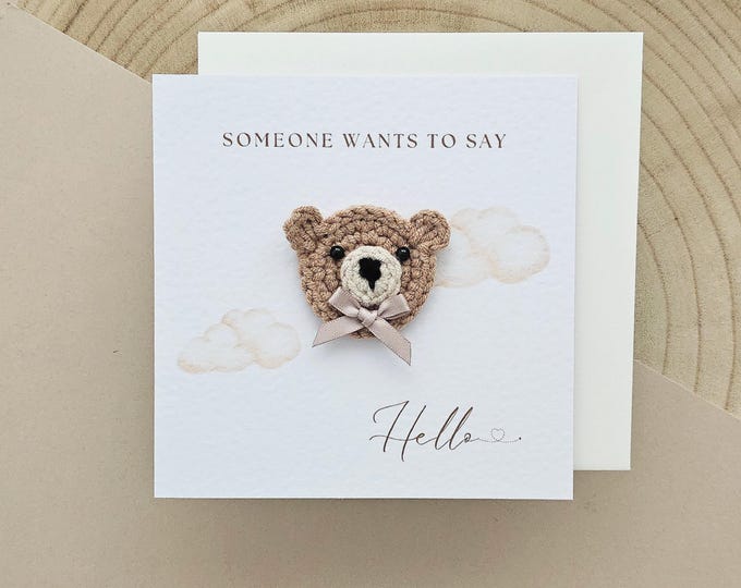 Pregnancy Announcement Card, Crocheted Card, Official Promotion, From Parents to Grandparents, USG Scan Reveal, Grandma Grandad To Be 176