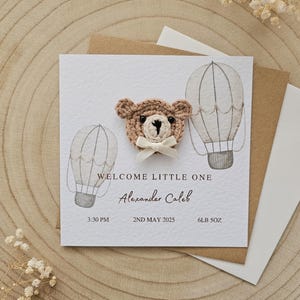 Personalisierte häkeln neues Baby Karte, handgemachte häkeln Bär, Luxus neuen Baby Jungen, neue Baby Mädchen, Neutral Bär neues Baby, personalisierte Geschenk