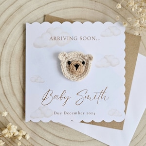 Personalisierte neue Baby Karte, neue Baby Jungen Karte, neue Baby Mädchen Karte, Neutral Baby Karte, Bären Baby Karte, Baby Luxus, Geburtsanzeige - 019
