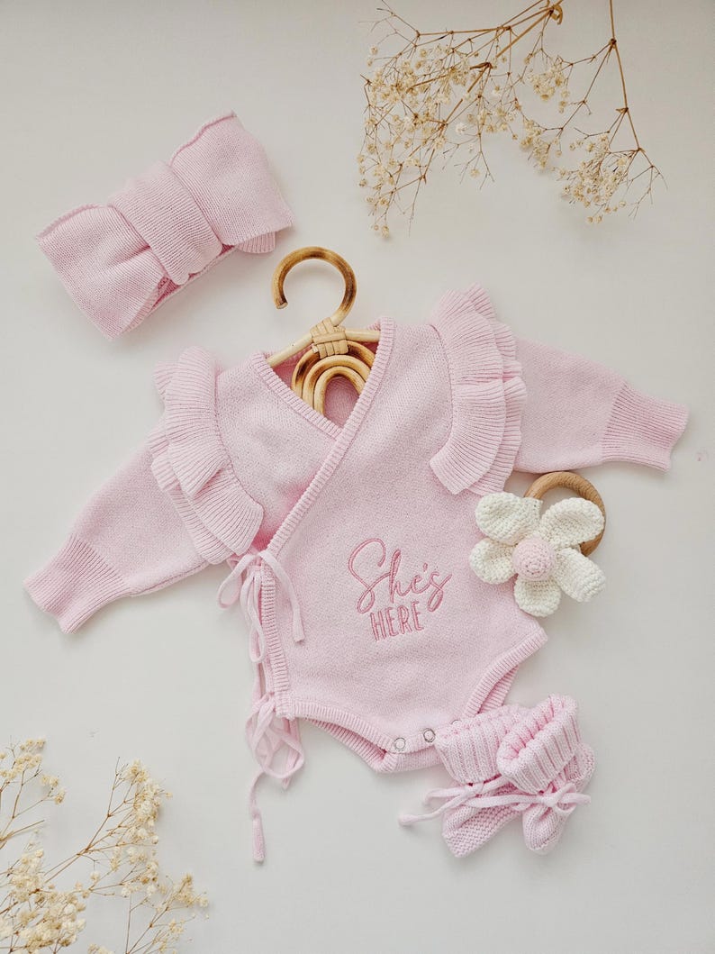 Personalised Baby Ruffle Romper, Luxury Neutral, Newborn Announcement ...