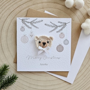 Tarjeta de Navidad personalizada para el primer bebé, tarjeta de osito, Navidad para recién nacidos, saludos para niños, nieto, nieta, hijo, Navidad