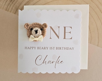 Biglietto di auguri per il primo compleanno di figlio, nipote, fratello / Biglietto di auguri per il primo compleanno di un neonato / Biglietto personalizzato con giraffa e aeroplano per il primo