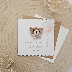 Spersonalizowana Karta Na Baby Shower, Przyszła Mama, Na Prezent Na Baby Shower, Oczekiwanie Na Nowe Dziecko, Luksusowi Rodzice, Chłopiec Dziewczynka, Miś Teddy Neutral