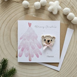 Tarjeta de Navidad personalizada para el primer bebé, tarjeta de osito, Navidad para recién nacidos, saludos para niños, nieto, nieta, hijo, Navidad