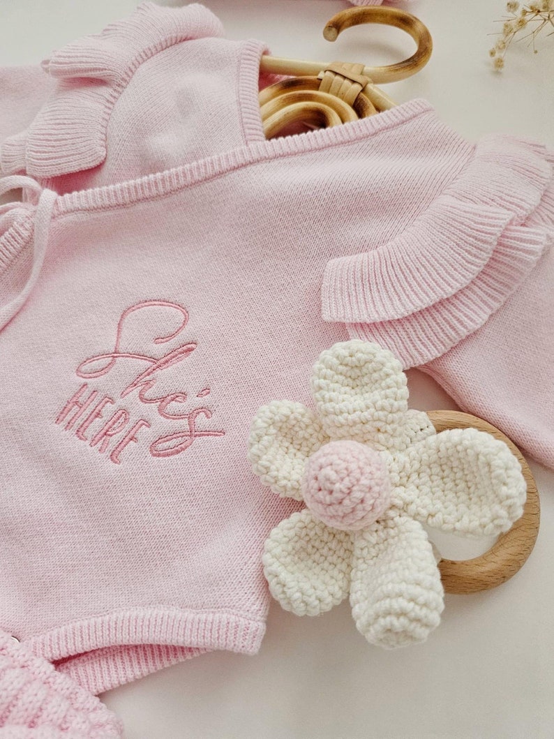 Personalised Daisy Flower Baby Rattle, Neutral Luxury, Baby Shower Gift ...