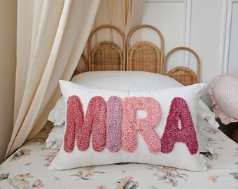 Personalised Children Cushion | New Baby Gift | Tufted Name Pillow | Children Bed Decor | Housewarming Pillow | Baby Birthday Gifts