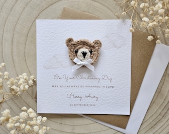 Christening Card For Godson, Baby Boy Christening Card, Godson Christening Gift, Christening Card For Nephew, Christening Gift, Neutral 075