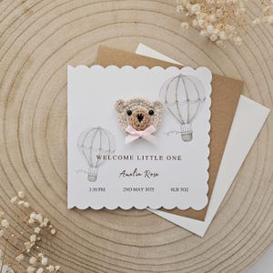 Personalisierte häkeln neues Baby Karte, handgemachte häkeln Bär, Luxus neuen Baby Jungen, neue Baby Mädchen, Neutral Bär neues Baby, personalisierte Geschenk