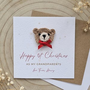 Tarjetas de Navidad personalizadas para abuela, abuelo, niñera, bebé, felicitaciones infantiles, tarjetas de lujo, regalo de Navidad para abuelos 081