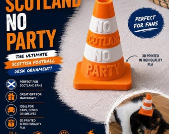 No Scotland No Party Traffic Cone – 3D Printed Scottish Football Desk Ornament