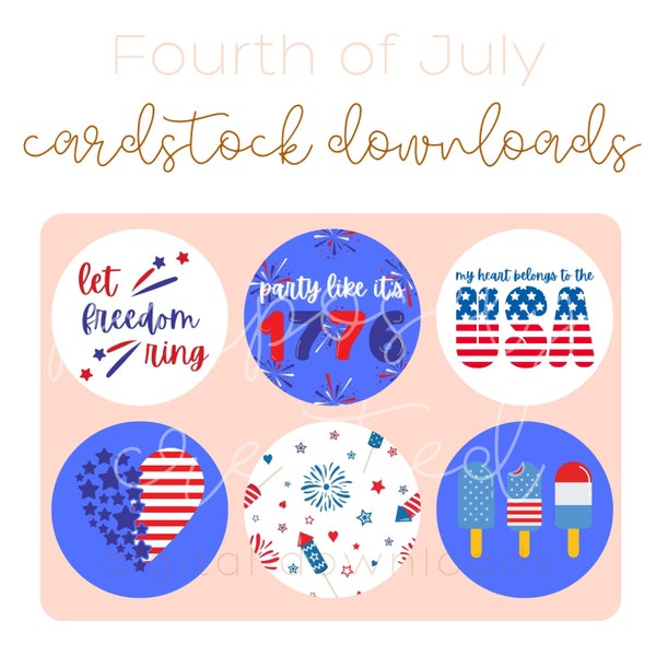 Printable Fourth of July Freshie Cardstock Rounds, Car Freshie Cardstock Cutouts, Fourth of July Car Freshie