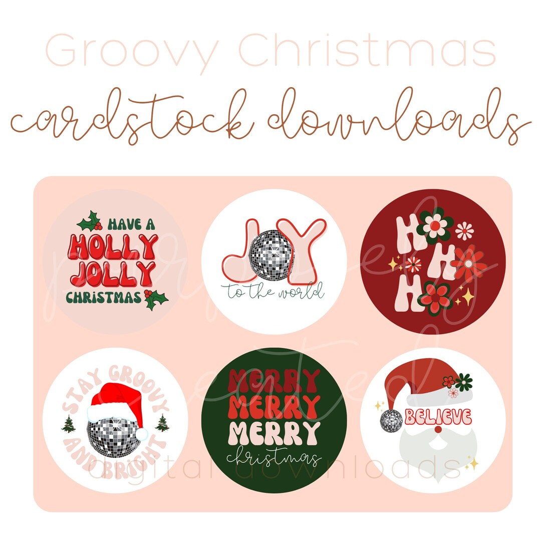 Printable Groovy Christmas Cardstock Downloads Christmas Car Etsy