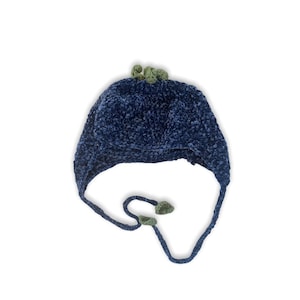 Blueberry Crochet Earflap Hat Handmade