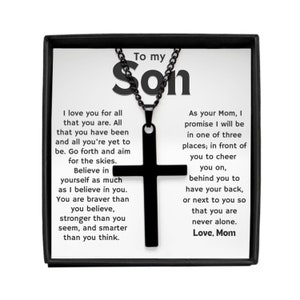 To My Son Necklace, Cross Necklace, Mother to Son Gifts, Sentimental Son Gifts from Mom, Gifts for Son Birthday, Mother Son Christmas