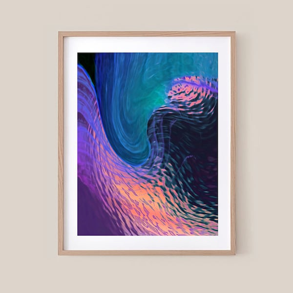 Colorful vibrant digital art download | wall print | dynamic abstract, modern printable art | wall decor | blue purple orange