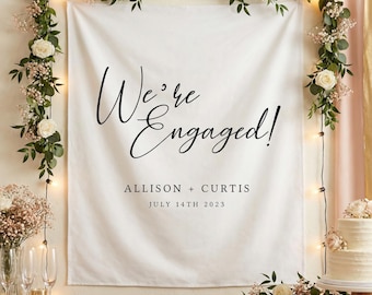 Engagement Party Photo Backdrop, Engagement Announcement, We're Engaged, Engagement Party Decor, Engagement Backdrop, Multiple Colors