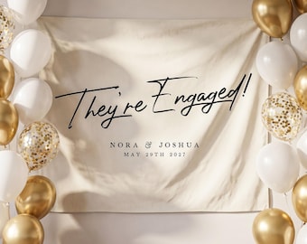 Engagement Party Photo Backdrop, Engagement Announcement, They're Engaged, Engagement Party Decor, Engagement Backdrop, Multiple Colors
