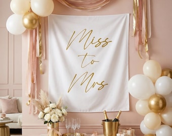Bridal Shower Tapestry Backdrop, Bachelorette, Miss to Mrs, Photo Backdrop, Bridal Shower Decor, Wedding Linen Decor, Multiple Colors