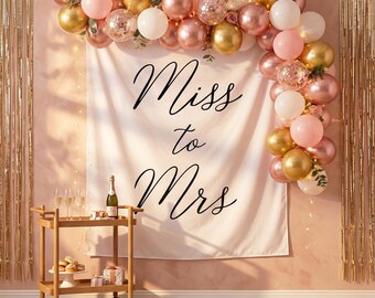 Bridal Shower Tapestry Backdrop, Bachelorette, Miss to Mrs, Photo Backdrop, Bridal Shower Decor, Wedding Linen Decor, Multiple Colors