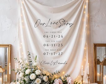 Our Love Story Wedding Sign, Love Story Backdrop, Custom Backdrop, Photo Backdrop, Reception Decor, Minimalist Wedding