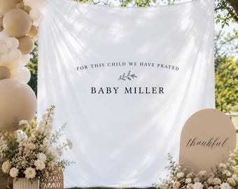For This Child We Have Prayed Baby Shower Banner, Bible Verse Baby Shower Backdrop, Personalized Baby Shower Decor, Custom Name Sign