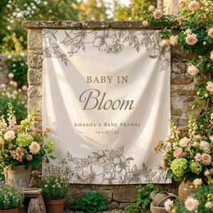 Baby Shower Spring Theme, Spring Floral Backdrop, Baby Shower Decor, Baby in Bloom, Photo Backdrop, Custom Baby Shower, Multiple Colors