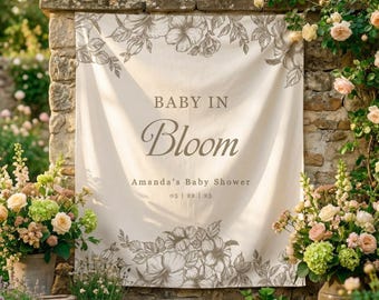 Baby Shower Spring Theme, Spring Floral Backdrop, Baby Shower Decor, Baby in Bloom, Photo Backdrop, Custom Baby Shower, Multiple Colors