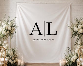 Custom Wedding Backdrop Tapestry, Initial Wedding Decor, Monogram, Photo Backdrop, Minimalist, Reception/Ceremony Decor, Multiple Colors