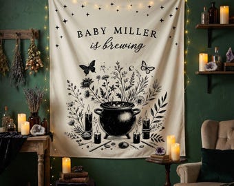 Halloween Baby Shower, Baby is Brewing, Baby Shower Decor, Fall/Autumn, Halloween Decor, Photo Backdrop, Custom Baby Shower, Multiple Colors