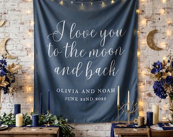 Wedding Backdrop, Love Quote Wedding Sign, Moon and Back, Custom Wedding Backdrop, Photo Backdrop, Reception Decor, Minimalist Wedding