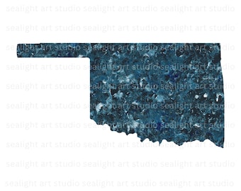 Oklahoma Clip Art | Instant Download PNG SVG Files | Sublimation for T-Shirts, Tumblers, Wall Art | Dark Blue Indigo Abstract Art