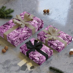 Gift Wrapping Paper Rolls 28&quot; x 39&quot; | Purple Lavender White Swirly Abstract Art Design