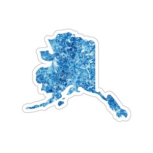 Blue Alaska Sticker | Vinyl Waterproof Die-Cut Sticker | Blue and White Swirly Design | 2&quot; x 2&quot; to 6&quot; x 6&quot;