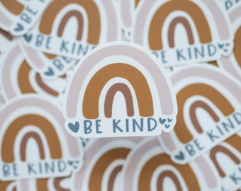 Be Kind Rainbow Vinyl Sticker | Waterproof Label for Water Bottle
