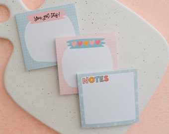 Three Pack of Sticky Notes | Cute Notepad, Sticky Notes, Cute Stationery