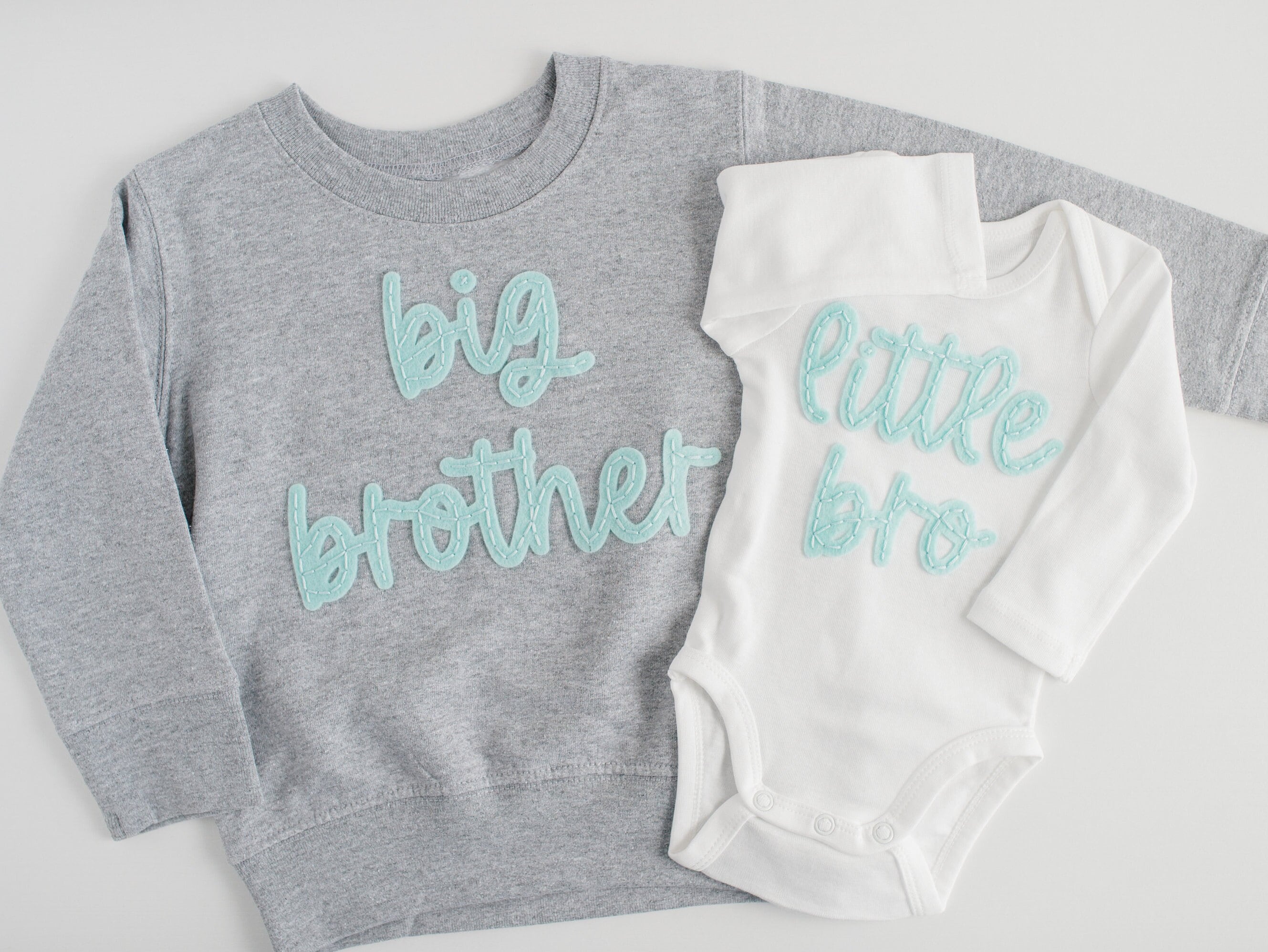 Big Brother Hand-Embroidered Sweatshirt Matching Sibling Embroidery Shirt, Custom Baby Announcement Crew Neck