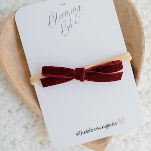 Burgundy Velvet Hair Bow | Newborn Bow, Classic Toddler Hairbow Clips, New Baby Girl Gift, Trendy Bow, Baby Shower Gift, Infant Headband