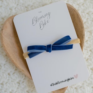 Navy Blue Velvet Hair Bow | Newborn Baby Bow, Classic Toddler Hairbow Clips, New Baby Girl Gift, Trendy Neutral Dainty Bow, Baby Shower Gift