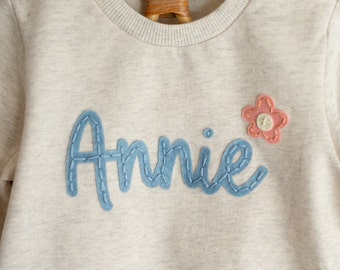 Flower Hand Embroidered Sweatshirt - Etsy