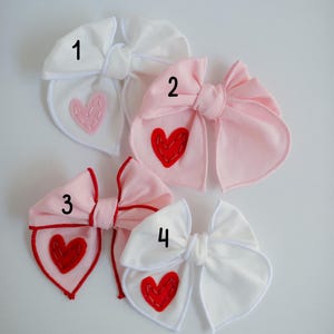 Valentine Hand-Embroidered Name Hairbow | Heart Bow, Embroidery Bow, Custom Personalized Toddler Hair Bow Clip, New Baby Girl Gift Headband image 12