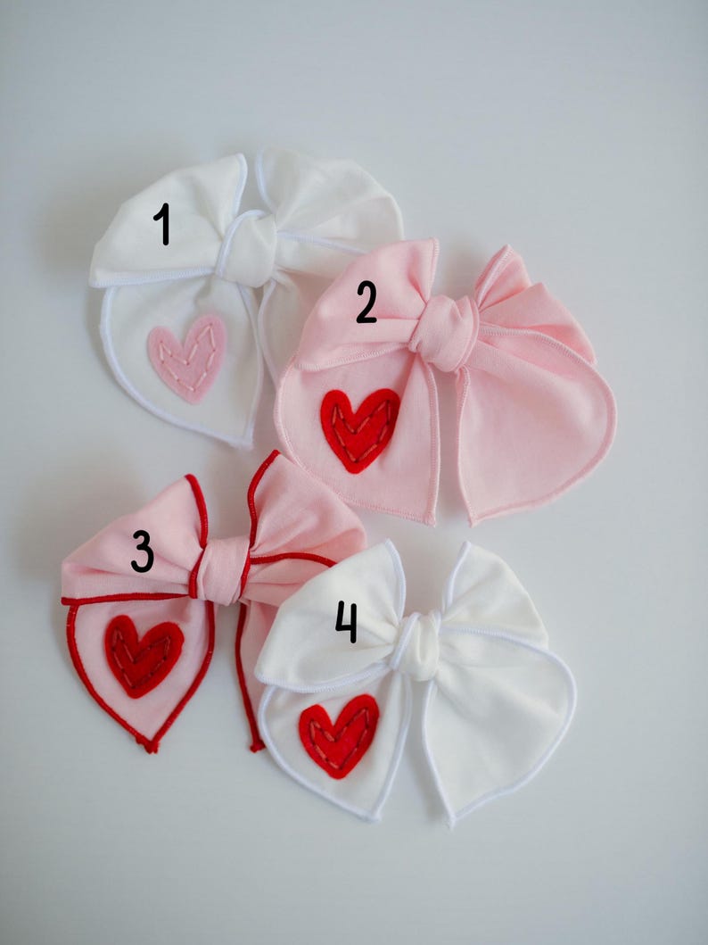 Valentine Hand-Embroidered Name Hairbow | Heart Bow, Embroidery Bow, Custom Personalized Toddler Hair Bow Clip, New Baby Girl Gift Headband image 12