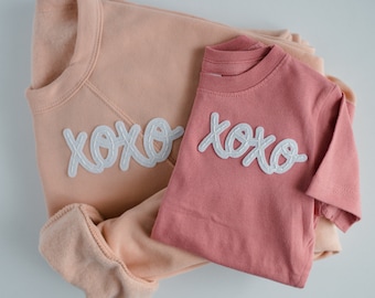 Hand-Embroidered Valentine's Sweatshirt | xoxo Sweatshirt, Mama and Mini Sweatshirt, Custom Embroidered Sweatshirt, Baby Toddler Valentine