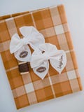 Custom Football Hand-Embroidered Name Fable Bow | Personalized Embroidery Toddler Hairbow Clip