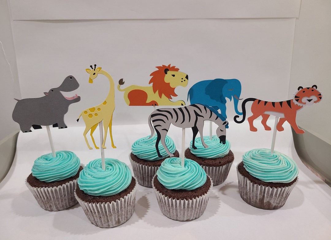 Zoo Animals Cupcake Toppers Birthday, Baby Shower Set of 6 Etsy