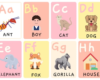 Alphabet Flash Cards For Kids | Printable | Digital Download | Fun and Educational