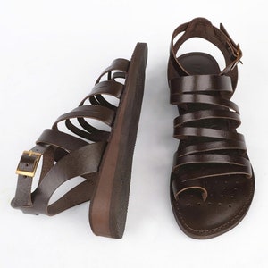 Handmade Genuine Leather Women's Thong Sandals, Leather Lace Up Shoes, Casual Flip-Flops, Summer Trend Jesus Boot, Sport Daily Flat Shoes