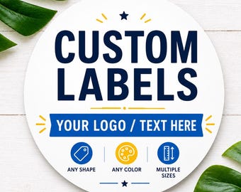 Any Size | Custom Round Business Logo | Personalized Text Business Sticker labels | Waterproof | Matte, Glossy, Clear (0.50 to 6.50 inch)