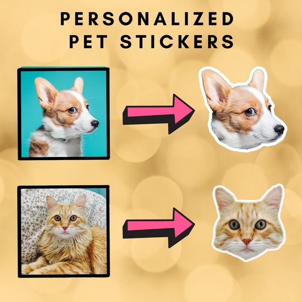 Custom Pet Stickers | Custom Dog Sticker, Custom Cat Sticker | Personalized Animal Portrait Stickers | Matte Glossy Vinyl