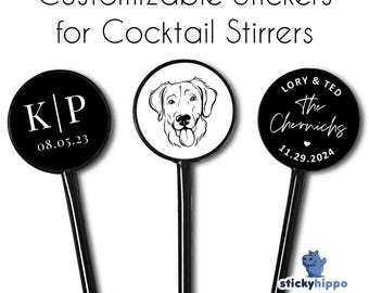 Custom Stir Stick Stickers for Cocktail Drink Stirrers | Personalized Drink stirrers Labels