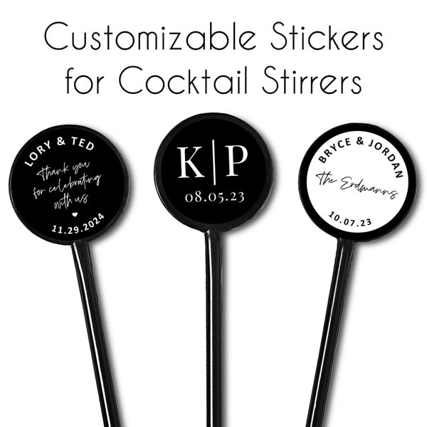 Custom Stir Stick Stickers for Cocktail Drink Stirrers | Personalized Drink stirrers Labels